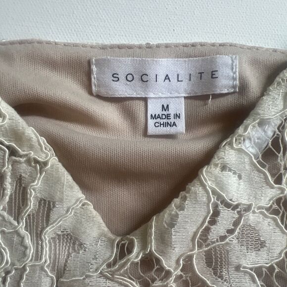 Socialite Set Of 2 Tank Top Camisole Black / Beige All-Lace V-Neck Size Medium - Picture 7 of 13